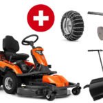 Husqvarna Profi-Frontmäher R 316TX inkl. Mähdeck Combi 103 – Winterpaket mit Schneeschild, Gummileiste, Gewicht und Schneeketten
