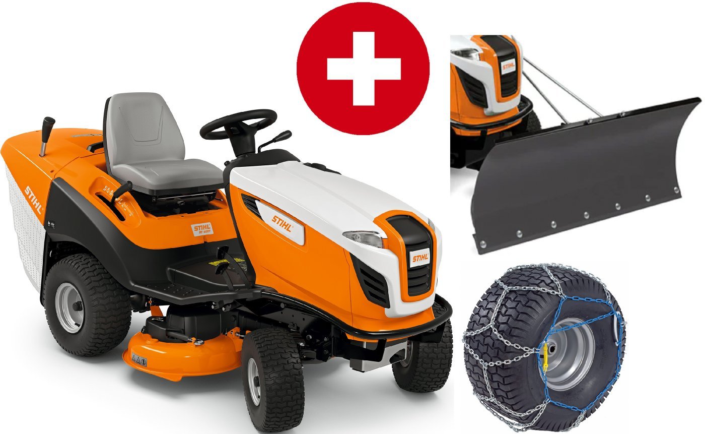 STIHL Rasentraktor RT 5097 Winterpaket mit Schneeschild und Schneeketten